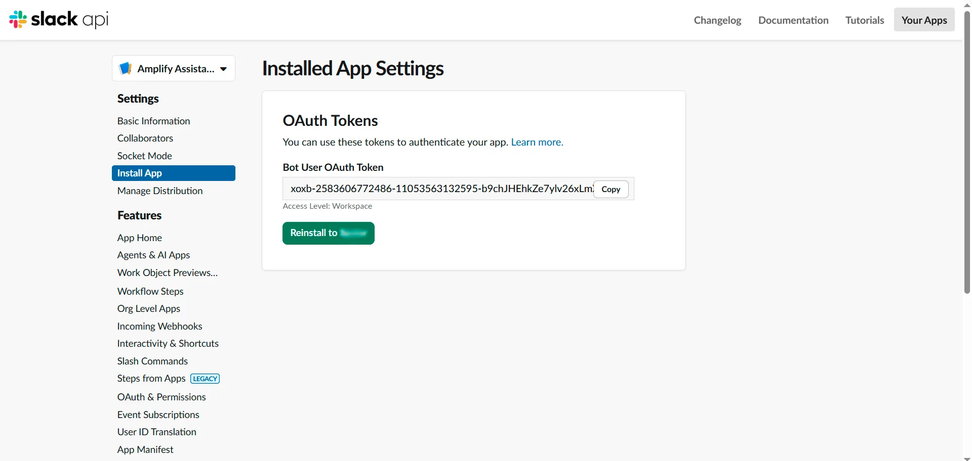 Step 4: Install the App and Copy Bot Token — How to Set Up an AI Assistant in Slack