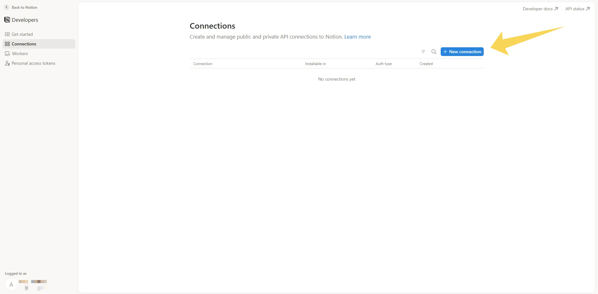 Step 2: Create Your Connection — How to Connect an AI Assistant to Notion